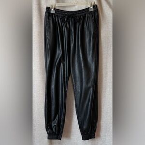 Buru•faux leather joggers/sweatpants•women’s medium•PU blend•cotton lined•black